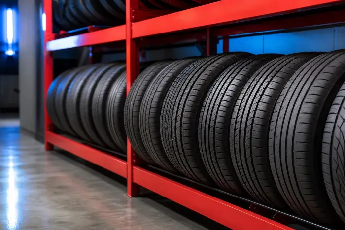 New and used tires on display at Edwin Tire Shop in Brentwood MD